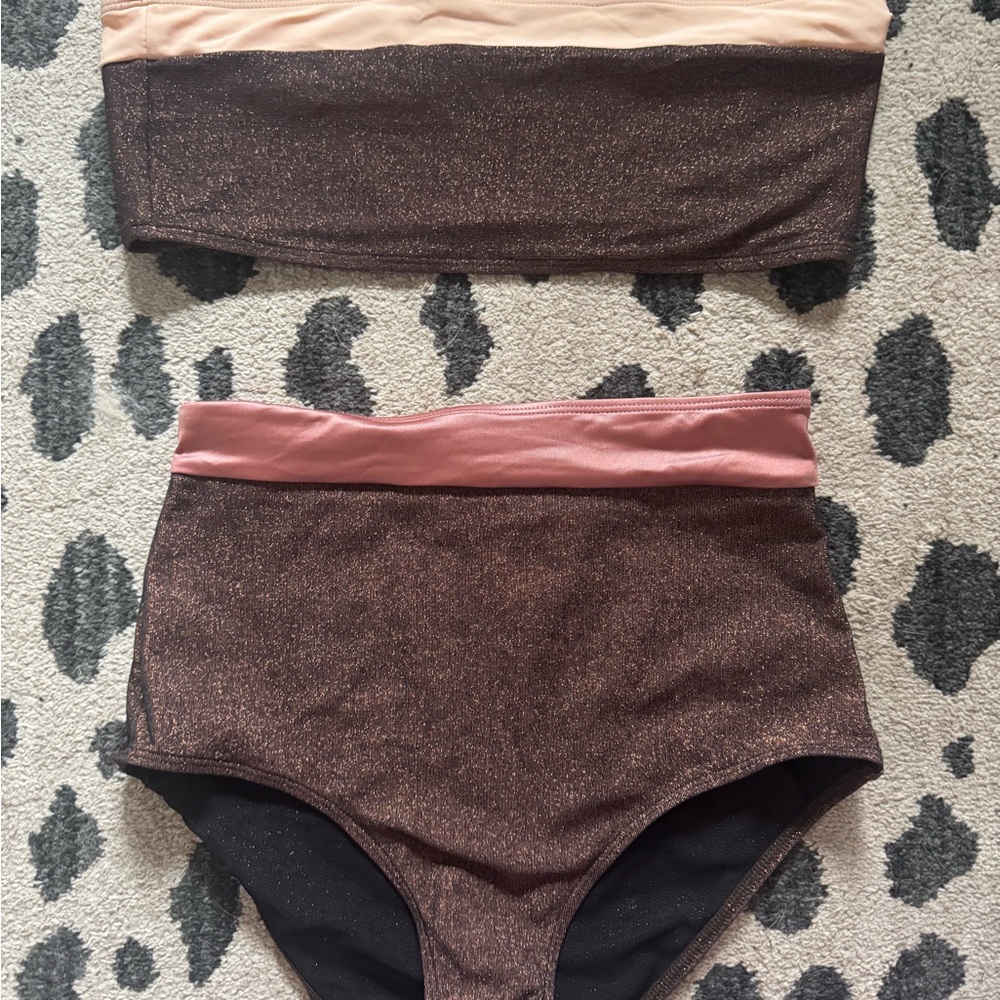 Flagpole NYC Metallic Bronze and Mauve bottom and Blush and Bronze top Bikini